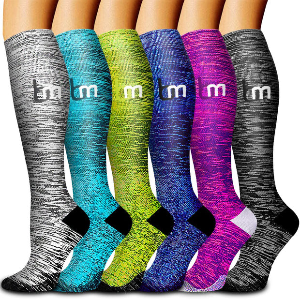 6 Pack Copper Compression Socks for Women and Men Circulation-Best Support for Medical, Running,Nursing,Athletic