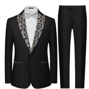 MAGE MALE Men's 2 Piece Suit One Button Slim Fit Formal Wedding Prom Tuxedo Suits Blazer Pants with Bow Tie Set