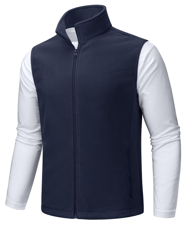 TACVASEN Men's Fleece Vest Zip Up Lightweight Vests Outerwear with Pockets Winter Warm Sleeveless Jacket for Hiking Golf