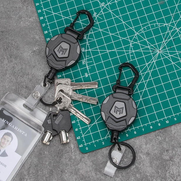MNGARISTA 2-Pack Retractable Keychain, Heavy Duty Carabiner Badge Holder, Tactical ID Badge Reel with 31.5” Steel Retractable Cord, 8.0 oz
