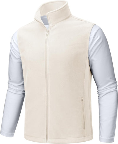 TACVASEN Men's Fleece Vest Zip Up Lightweight Vests Outerwear with Pockets Winter Warm Sleeveless Jacket for Hiking Golf