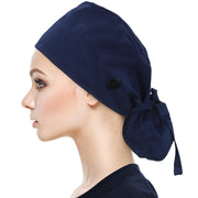 QBA Adjustable Working Cap with Button, Satin-Lined Hat, Cotton Working Hat Sweatband, Elastic Tie Back Hats Unisex