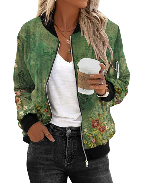 Zeagoo Women's Bomber Jacket Casual Coat Zip Up Outerwear Windbreaker with Pockets S-XXL