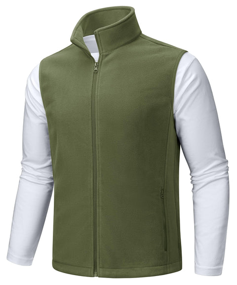 TACVASEN Men's Fleece Vest Zip Up Lightweight Vests Outerwear with Pockets Winter Warm Sleeveless Jacket for Hiking Golf