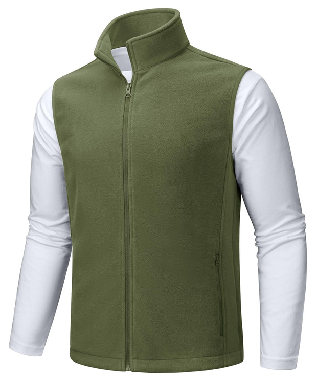 TACVASEN Men's Fleece Vest Zip Up Lightweight Vests Outerwear with Pockets Winter Warm Sleeveless Jacket for Hiking Golf