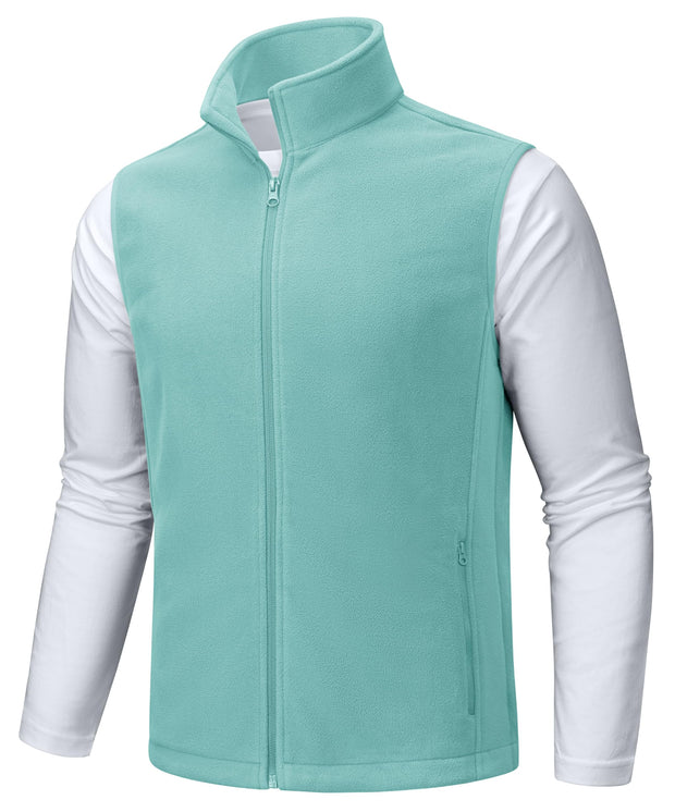 TACVASEN Men's Fleece Vest Zip Up Lightweight Vests Outerwear with Pockets Winter Warm Sleeveless Jacket for Hiking Golf