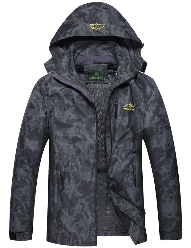 GIISAM Mens Windproof Jacket Waterproof Lightweight Mountain Sport Jacket for Men Hooded Windbreaker Raincoat
