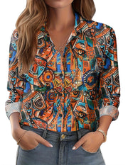 Zeagoo Button Down Shirts for Women Dressy Floral Printed Long Sleeve Blouse Business Casual Work Tops