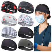 ABAMERICA Headbands with Button for Mask, Wide Nurses Headbands Non Slip Elastic Ear Protection for Women Men Doctors Sweatband Headband (BUTTON- 1 PACK COLOR05)