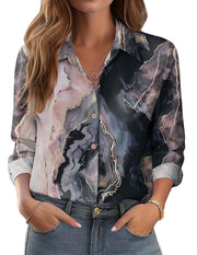 Zeagoo Button Down Shirts for Women Dressy Floral Printed Long Sleeve Blouse Business Casual Work Tops