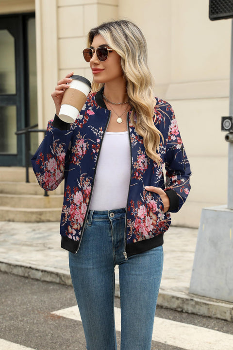 Zeagoo Women's Bomber Jacket Casual Coat Zip Up Outerwear Windbreaker with Pockets S-XXL