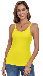 Womens Tank Tops Spaghetti Straps Scoop Neck Ribbed Slim Fitted Summer Workout Camisole Basic Layering Shirts