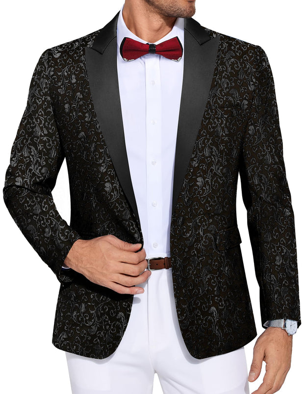 COOFANDY Men's Paisley Tuxedo Jacket One Button Dress Suit Jacket Floral Blazer for Dinner Party Prom Wedding