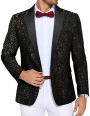 COOFANDY Men's Paisley Tuxedo Jacket One Button Dress Suit Jacket Floral Blazer for Dinner Party Prom Wedding