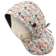 QBA Adjustable Working Cap with Button, Satin-Lined Hat, Cotton Working Hat Sweatband, Elastic Tie Back Hats Unisex
