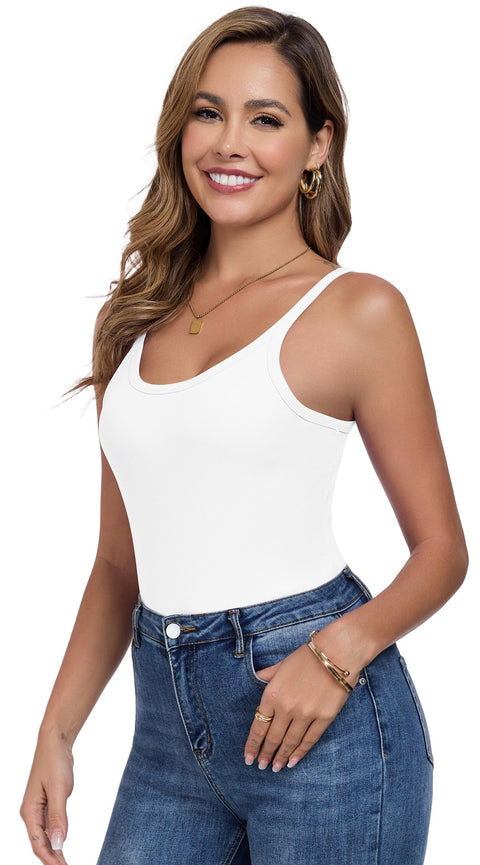 Womens Tank Tops Spaghetti Straps Scoop Neck Ribbed Slim Fitted Summer Workout Camisole Basic Layering Shirts