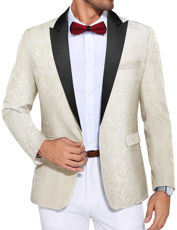 COOFANDY Men's Paisley Tuxedo Jacket One Button Dress Suit Jacket Floral Blazer for Dinner Party Prom Wedding