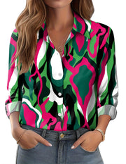Zeagoo Button Down Shirts for Women Dressy Floral Printed Long Sleeve Blouse Business Casual Work Tops