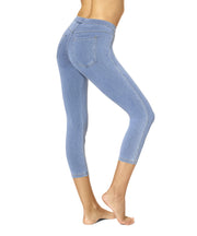 No Nonsense Women's Classic Denim Capri Leggings with Pockets, Comfortable Stretch Pull on Pants