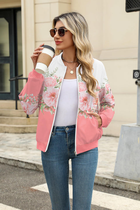 Zeagoo Women's Bomber Jacket Casual Coat Zip Up Outerwear Windbreaker with Pockets S-XXL