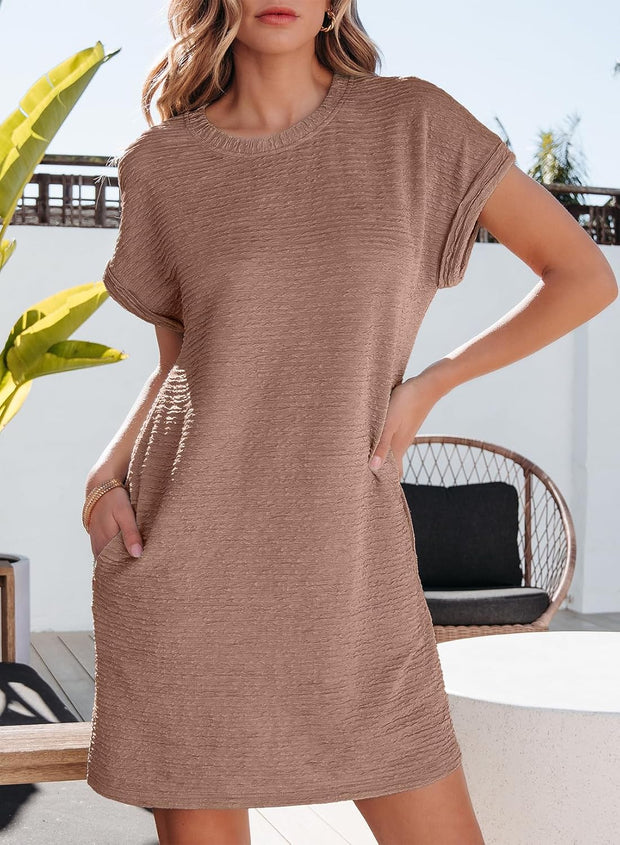 EVALESS Womens Summer Dresses Fashion 2025 Short Sleeve Spring Mini Dress Casual Beach Vacation Clothes Dresses