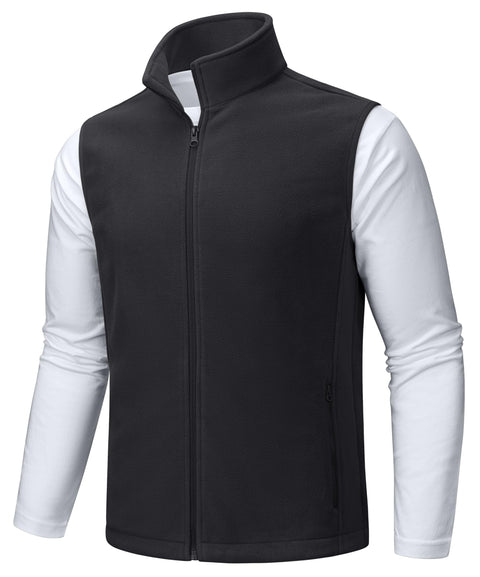 TACVASEN Men's Fleece Vest Zip Up Lightweight Vests Outerwear with Pockets Winter Warm Sleeveless Jacket for Hiking Golf