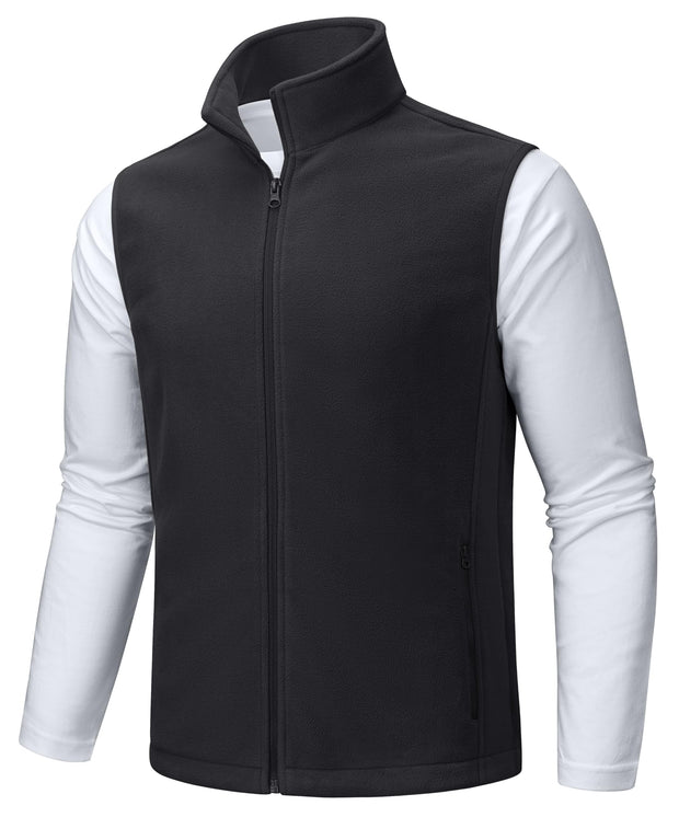TACVASEN Men's Fleece Vest Zip Up Lightweight Vests Outerwear with Pockets Winter Warm Sleeveless Jacket for Hiking Golf