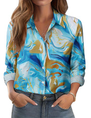 Zeagoo Button Down Shirts for Women Dressy Floral Printed Long Sleeve Blouse Business Casual Work Tops