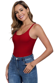 Womens Tank Tops Spaghetti Straps Scoop Neck Ribbed Slim Fitted Summer Workout Camisole Basic Layering Shirts