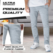 Ultra Performance 3 Pack Mens Fleece Wide Leg Sweatpants with Pockets, Open Bottom Workout Sweatpants for Men