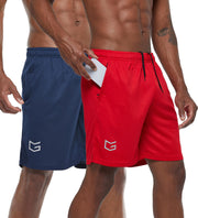 G Gradual Men's 2 Pack 7" Workout Running Shorts Quick Dry Lightweight Gym Shorts with Zip Pockets