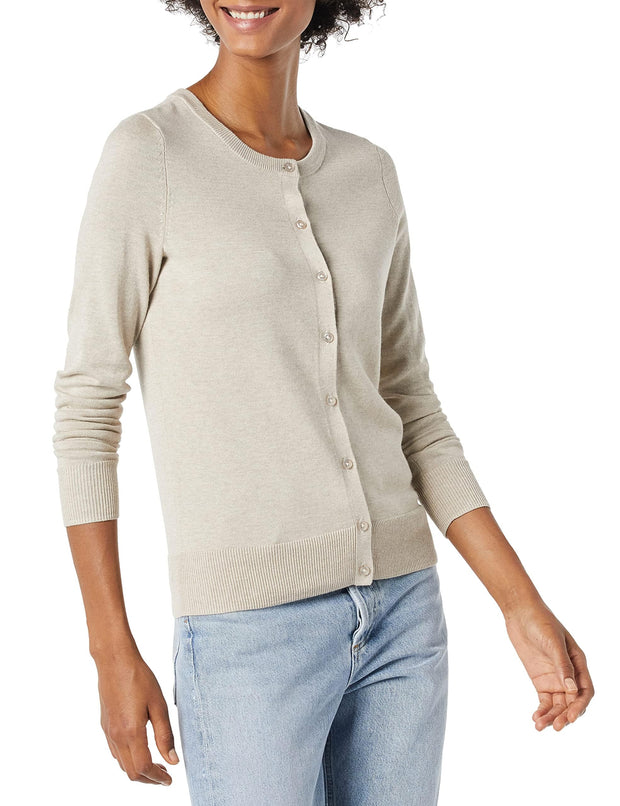 Amazon Essentials Women's Lightweight Crewneck Cardigan Sweater (Available in Plus Size)