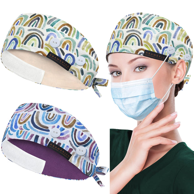 ABAMERICA Working Caps with Button and Sweatband, Adjustable Working Hats for Women Men, One Size(Tie Back or Toggle)