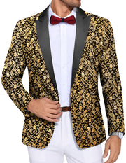 COOFANDY Men's Paisley Tuxedo Jacket One Button Dress Suit Jacket Floral Blazer for Dinner Party Prom Wedding