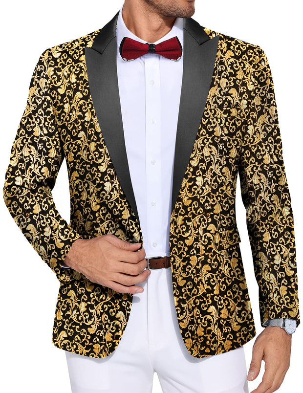 COOFANDY Men's Paisley Tuxedo Jacket One Button Dress Suit Jacket Floral Blazer for Dinner Party Prom Wedding
