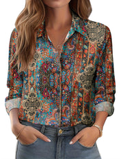 Zeagoo Button Down Shirts for Women Dressy Floral Printed Long Sleeve Blouse Business Casual Work Tops