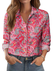 Zeagoo Button Down Shirts for Women Dressy Floral Printed Long Sleeve Blouse Business Casual Work Tops