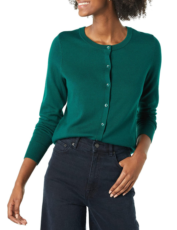 Amazon Essentials Women's Lightweight Crewneck Cardigan Sweater (Available in Plus Size)