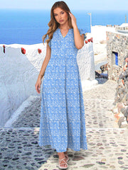 ANRABESS Womens Summer Casual Maxi Dress V Neck Ruffle Sleeve Long Dresses Fashion Flowy Tiered Boho Beach Vacation Sundress Black Large