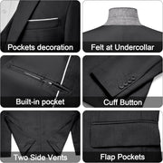 MAGE MALE Men's 3 Pieces Suit Elegant Solid One Button Slim Fit Single Breasted Party Blazer Vest Pants Set
