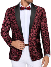 COOFANDY Men's Paisley Tuxedo Jacket One Button Dress Suit Jacket Floral Blazer for Dinner Party Prom Wedding