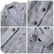 Womens 2 Piece Plaid Suits Set Business Office One Button Blazer Jacket Casual Long Sleeve Pant Suit Set