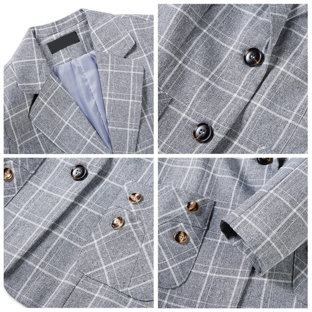 Womens 2 Piece Plaid Suits Set Business Office One Button Blazer Jacket Casual Long Sleeve Pant Suit Set