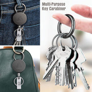 2 Pack Heavy Duty Metal Retractable Badge Holder Reel with Belt Clip Key Ring and Waterproof Vertical Clear ID Card Holder + 2 Extra Carabiner Key Chain Rings, 31 inches Strong Dyneema Pull Cord