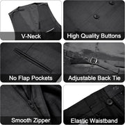 MAGE MALE Men's 3 Pieces Suit Elegant Solid One Button Slim Fit Single Breasted Party Blazer Vest Pants Set