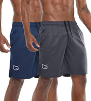 G Gradual Men's 2 Pack 7" Workout Running Shorts Quick Dry Lightweight Gym Shorts with Zip Pockets