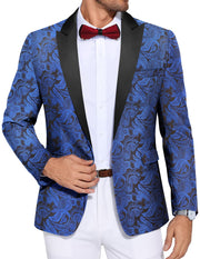 COOFANDY Men's Paisley Tuxedo Jacket One Button Dress Suit Jacket Floral Blazer for Dinner Party Prom Wedding