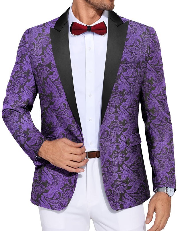 COOFANDY Men's Paisley Tuxedo Jacket One Button Dress Suit Jacket Floral Blazer for Dinner Party Prom Wedding