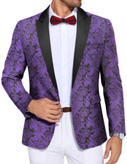 COOFANDY Men's Paisley Tuxedo Jacket One Button Dress Suit Jacket Floral Blazer for Dinner Party Prom Wedding