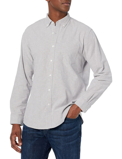 Amazon Essentials Men's Long Sleeve Shirts Casual - Regular-Fit Pocket Oxford